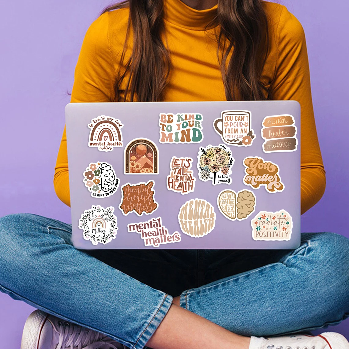 50pcs Bohemian Style Mental Health Graffiti Stickers For Laptop Phone Water Bottle Notebook Scrapbook Fridge Sticker Decal