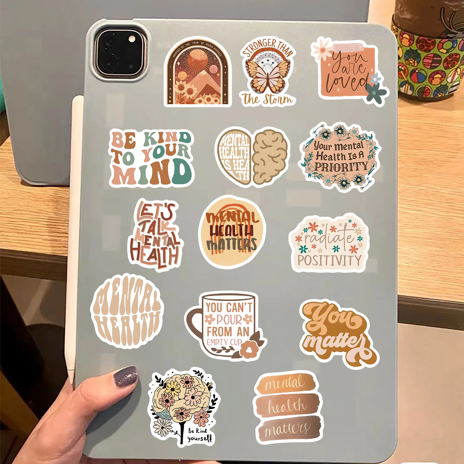 50pcs Bohemian Style Mental Health Graffiti Stickers For Laptop Phone Water Bottle Notebook Scrapbook Fridge Sticker Decal