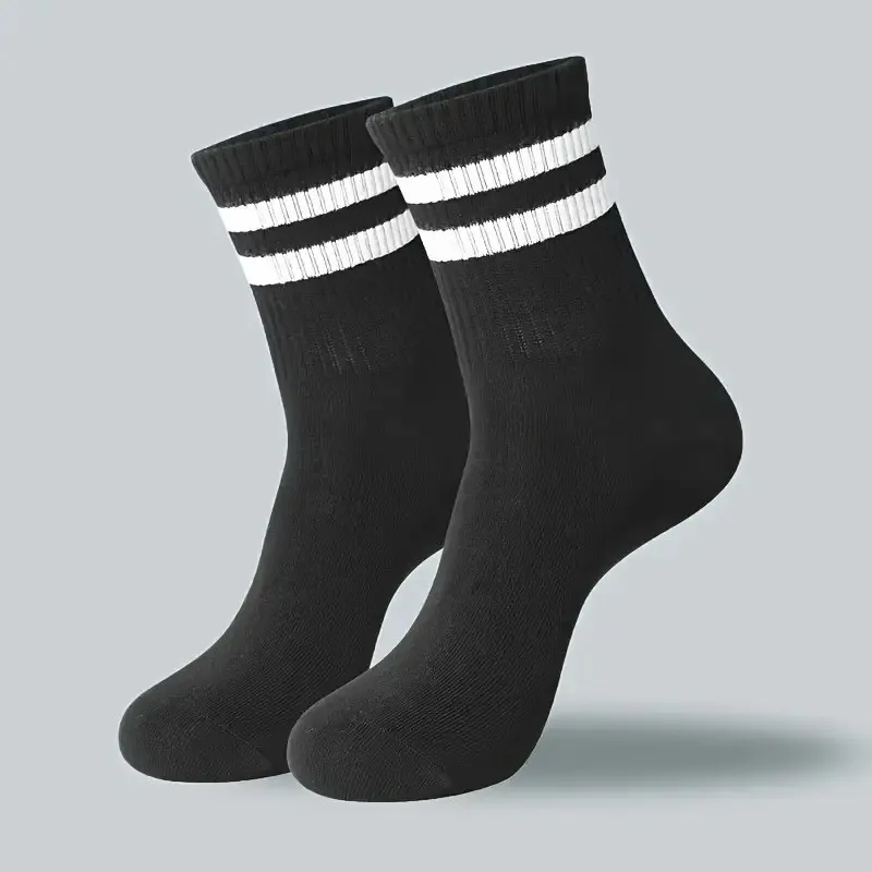 2/6/10/20 Pairs Neutral Striped Round Neck Socks Spring Autumn Sweat Absorbing Breathable Couple Sports All-season Leisure Sock