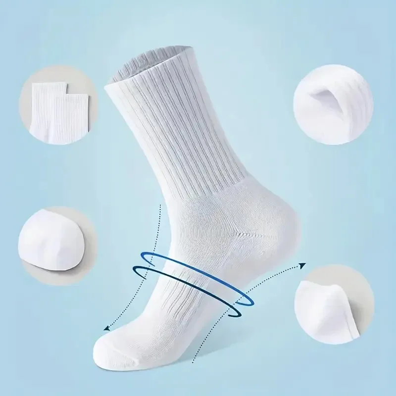 2/6/10/20 Pairs Neutral Striped Round Neck Socks Spring Autumn Sweat Absorbing Breathable Couple Sports All-season Leisure Sock
