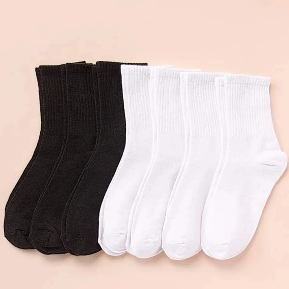 2/6/10/20 Pairs Neutral Striped Round Neck Socks Spring Autumn Sweat Absorbing Breathable Couple Sports All-season Leisure Sock