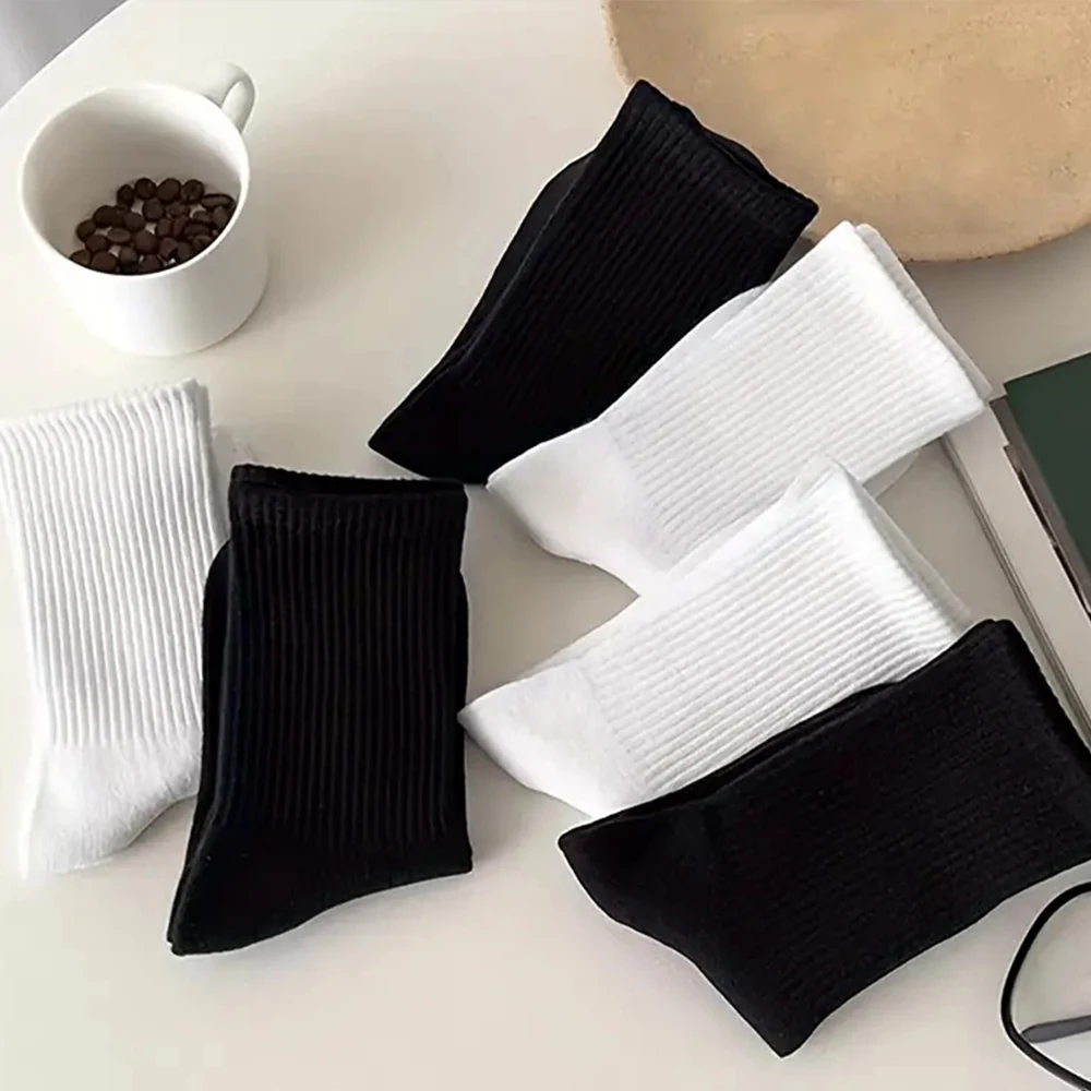 2/6/10/20 Pairs Neutral Striped Round Neck Socks Spring Autumn Sweat Absorbing Breathable Couple Sports All-season Leisure Sock