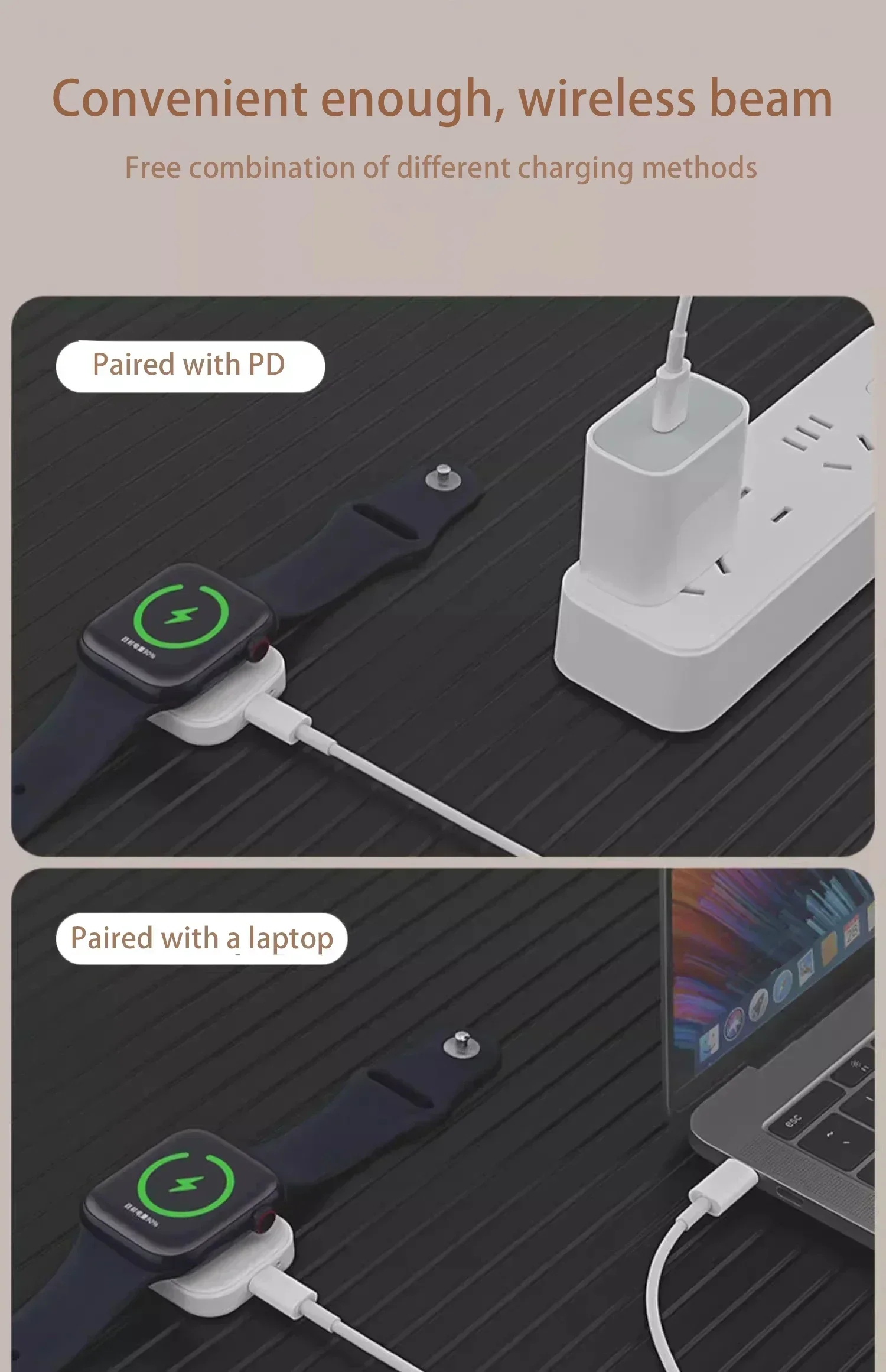 VIKEFON Magnetic Wireless Fast Charger for Apple Watch Series 9 8 7 6 SE Type C for iPhone Convert Charger for iWatch Series 6 5