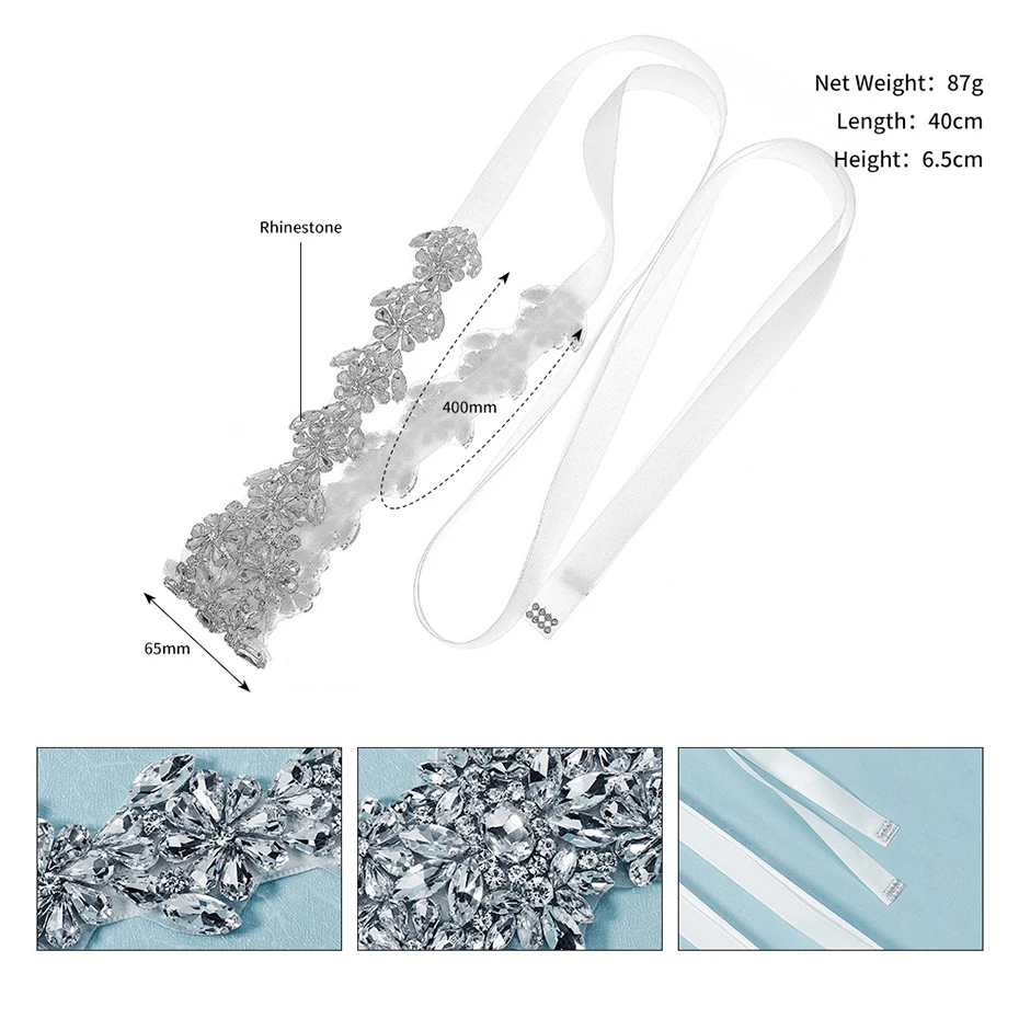 Miallo Bridal Rhinestone Belts for Women Wedding Accessories Crystal Fashion Prom Dress Belt Strass Bride Sash Bridesmaid Gift