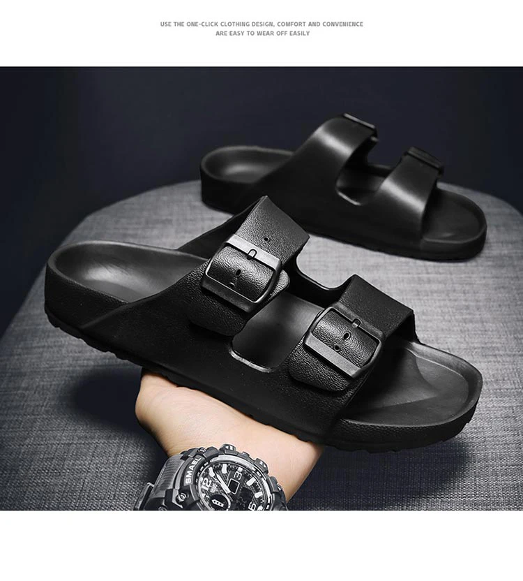 Men's casual buckle flat heel cover wearing one size slippers, beach slippers