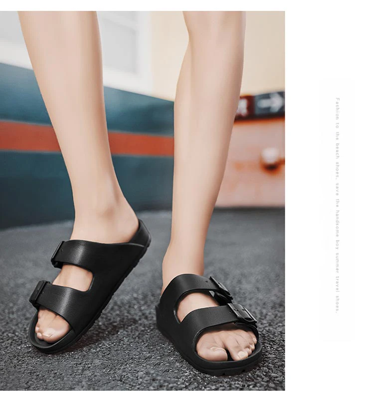 Men's casual buckle flat heel cover wearing one size slippers, beach slippers