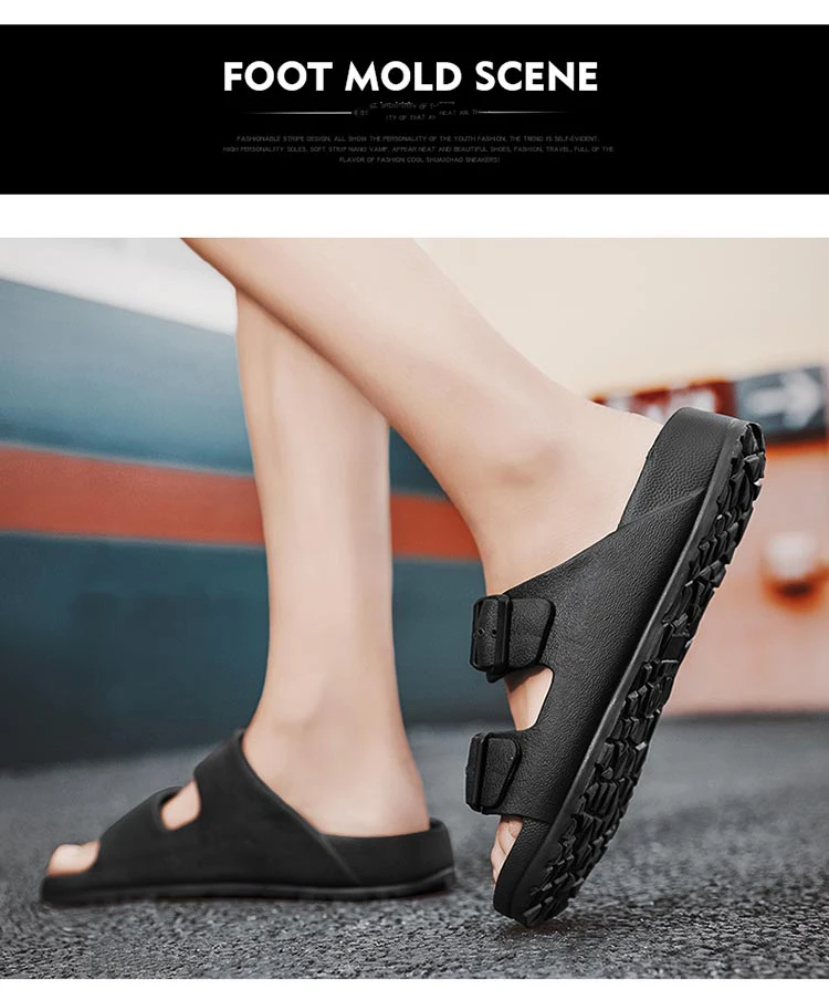 Men's casual buckle flat heel cover wearing one size slippers, beach slippers
