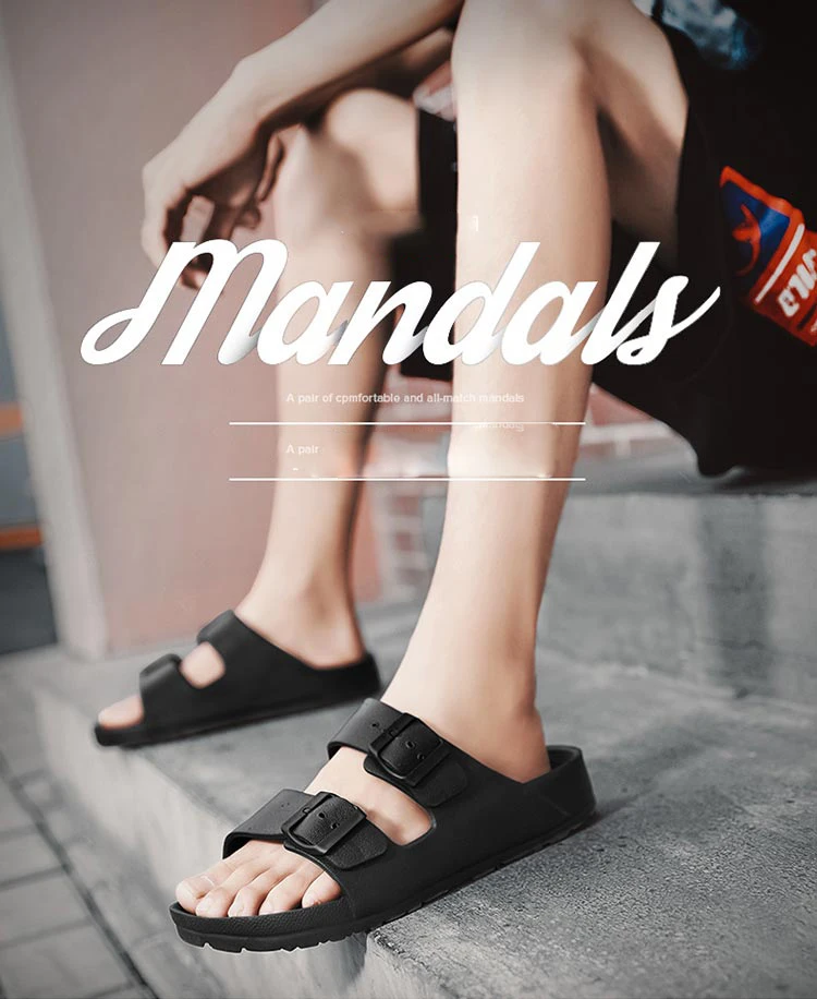 Men's casual buckle flat heel cover wearing one size slippers, beach slippers