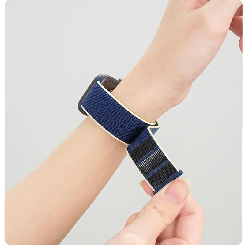 Nylon loop Strap For Apple Watch Bands 49mm Ultra2 44mm 40mm 45mm 41mm 46-42mm Bracelet for iwatch band Series 9 8 se 7 6 5 4 10