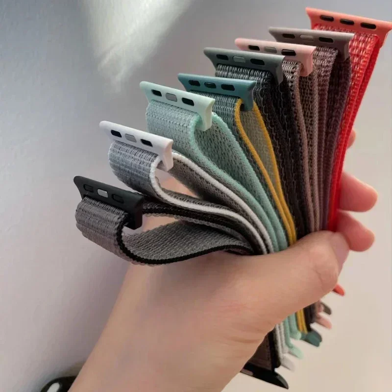 Nylon loop Strap For Apple Watch Bands 49mm Ultra2 44mm 40mm 45mm 41mm 46-42mm Bracelet for iwatch band Series 9 8 se 7 6 5 4 10