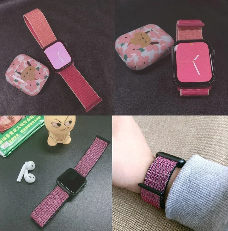 Nylon loop Strap For Apple Watch Bands 49mm Ultra2 44mm 40mm 45mm 41mm 46-42mm Bracelet for iwatch band Series 9 8 se 7 6 5 4 10