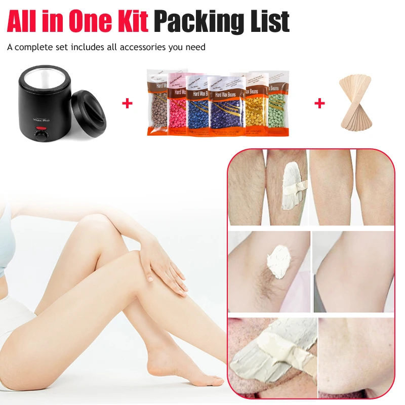 200ml Wax Melting Machine + 100g/200g /300g Wax Beans Set, Wax Heating, Wax Hair Removal And Wax Therapy Machine Wax Melting Pot