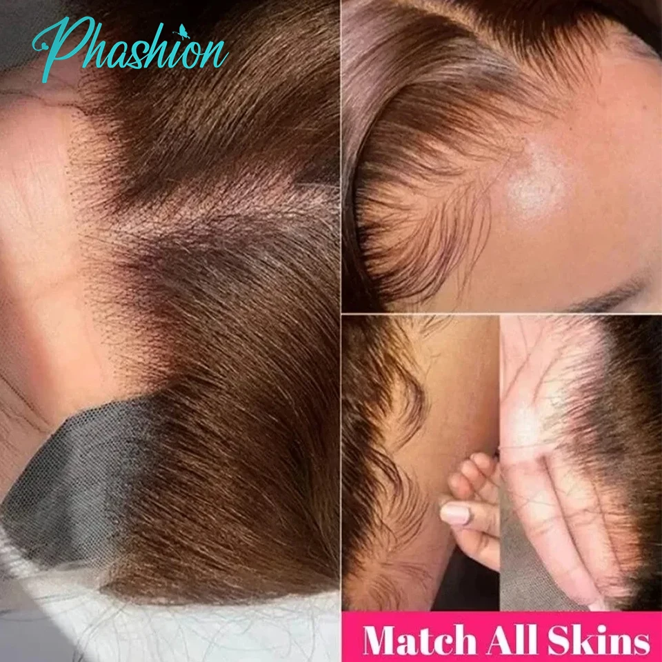 Phashion 26 28 Inch Chotolate Brown Body 4x4 5x5 Lace Closure #4 Straight 13x4 Lace Frontal Human Hair Transparent 100 Remy Hair