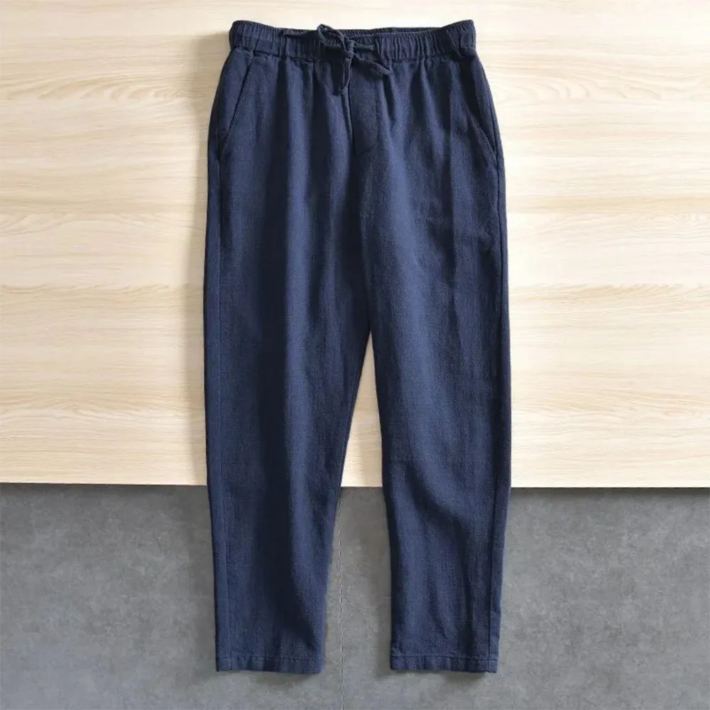 Men's Casual Pants Baggy Streetwear Men Joggers Cotton Linen Sports Trousers Long Straight Pants for Men