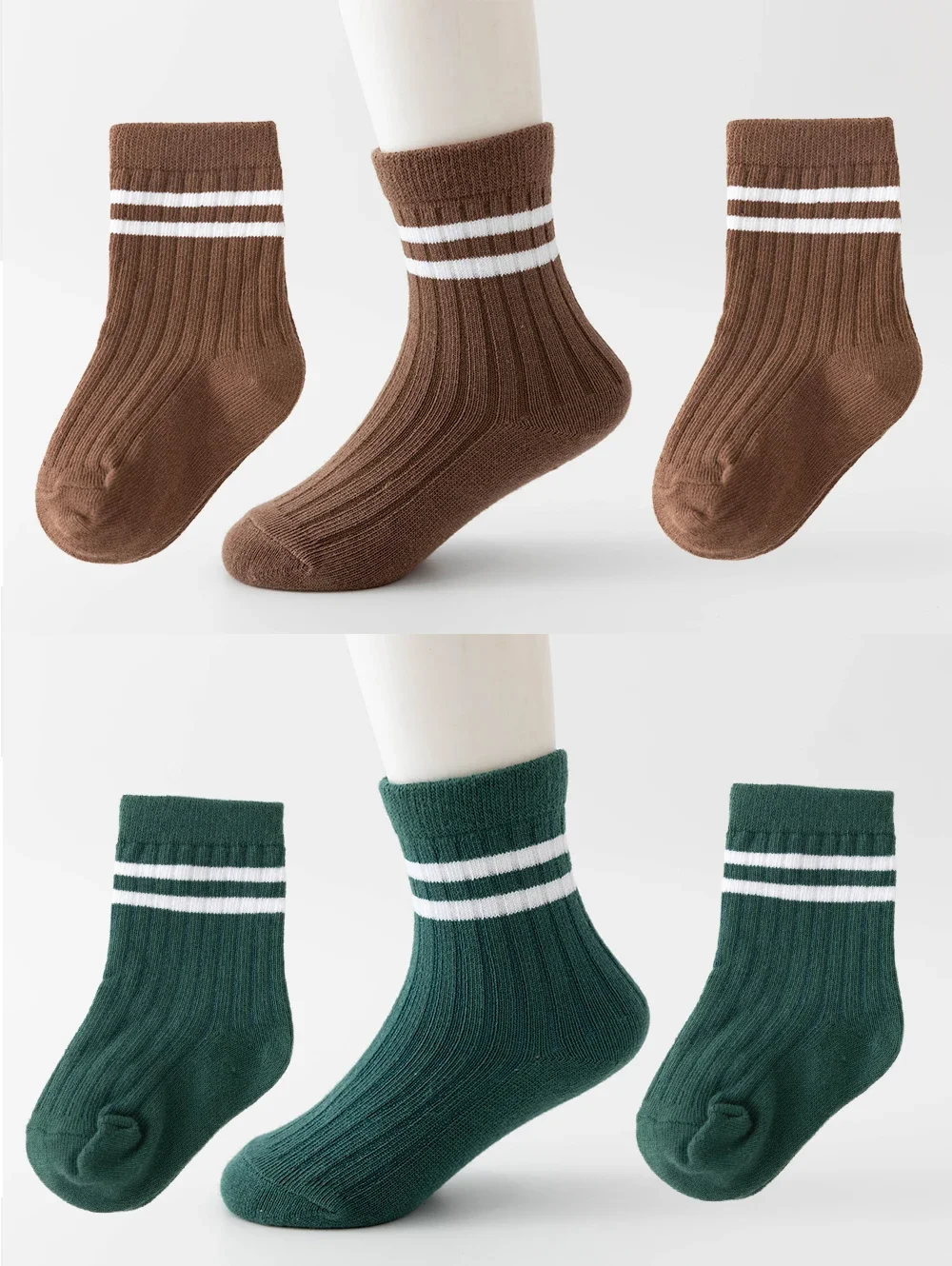 Baby Boys Crew Socks Autumn Children Boys Striped Thick Cotton Short Sock White Elementary Student Socks Infant Boys Ribbed Sock
