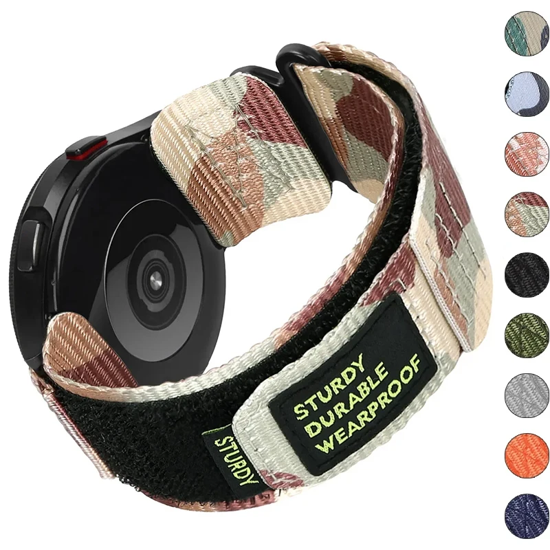 22mm 20mm Camouflage Nylon Strap for Samsung Galaxy Watch 7 6 5 4 40 44mm 6 Classic 43 47mm Band for Huawei Watch GT4 3Pro Band
