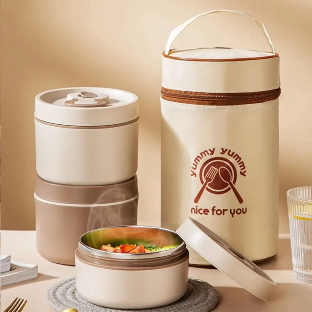 Portable Thermal Lunch Box Large-Capacity Round Barrel Insulated Food Storage Bag Fashion Aluminum Foil Tote Lunch Bag