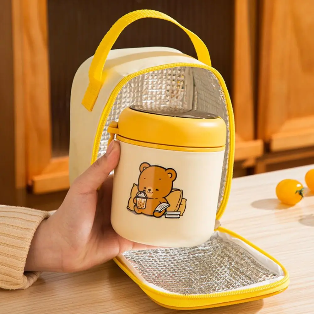 Portable Thermal Lunch Box Large-Capacity Round Barrel Insulated Food Storage Bag Fashion Aluminum Foil Tote Lunch Bag