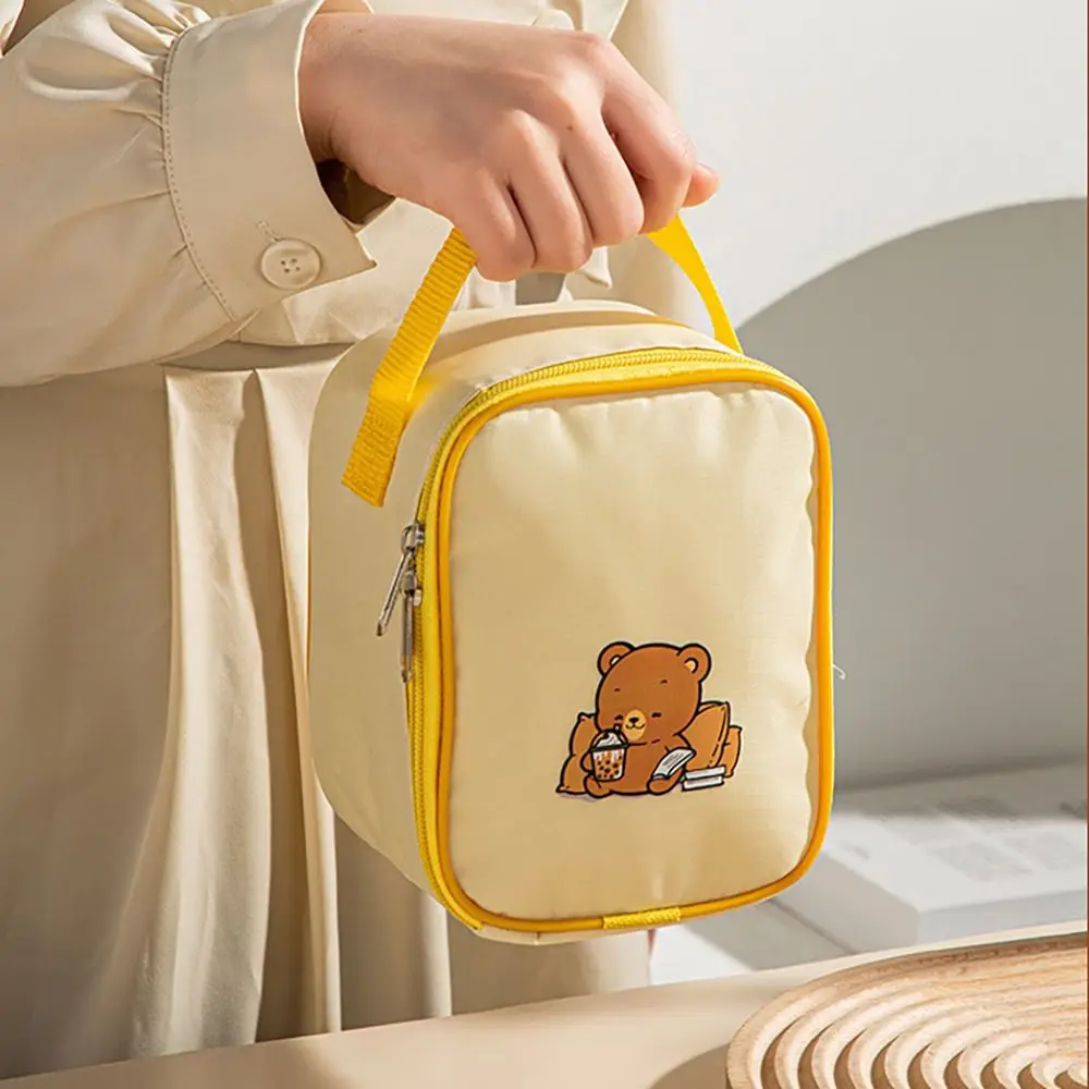 Portable Thermal Lunch Box Large-Capacity Round Barrel Insulated Food Storage Bag Fashion Aluminum Foil Tote Lunch Bag