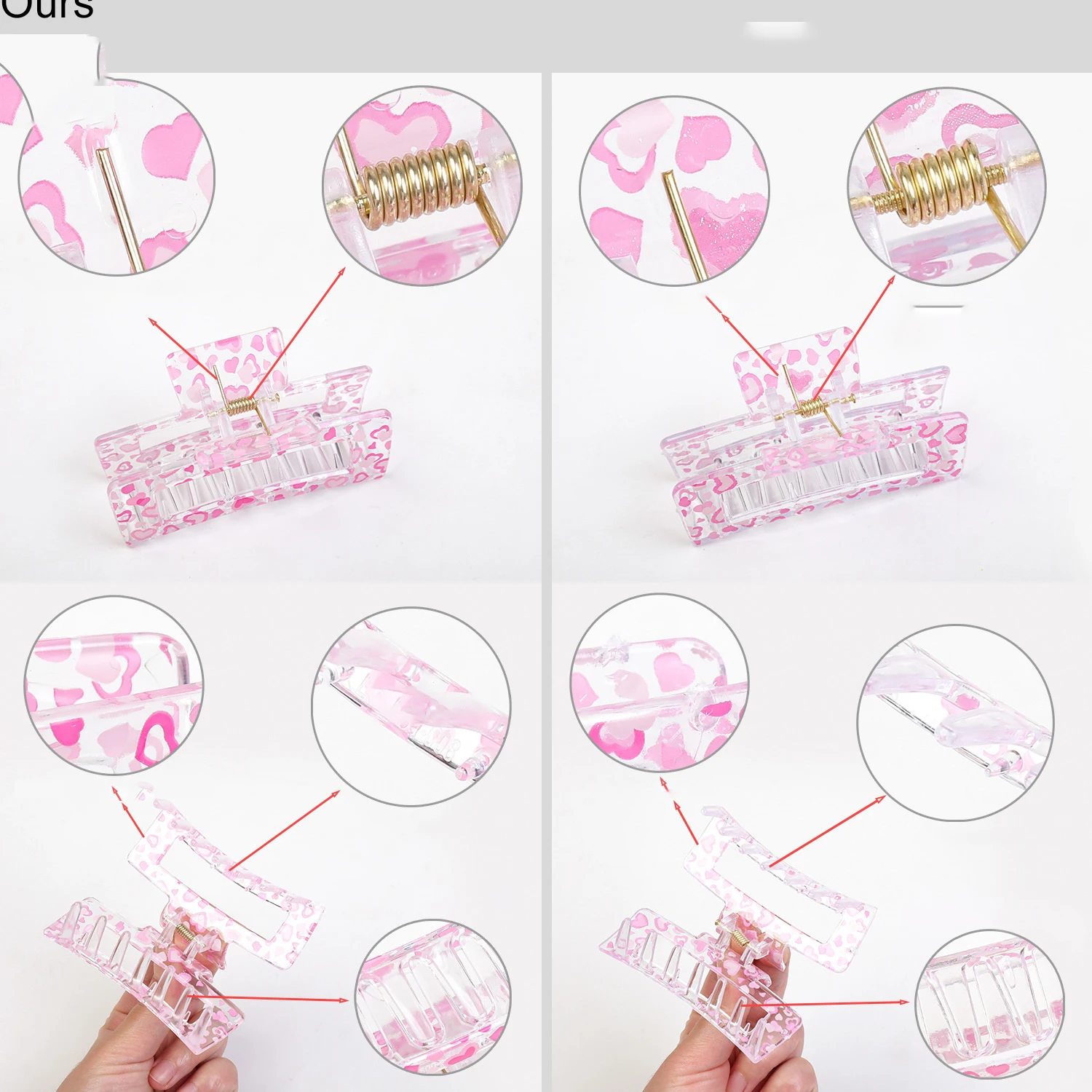 New Korean Women Print Flower Hair Claw Crab Halloween Hairpin Plastic Hair Clip Clamps Large Size Hair Accessories Barrettes