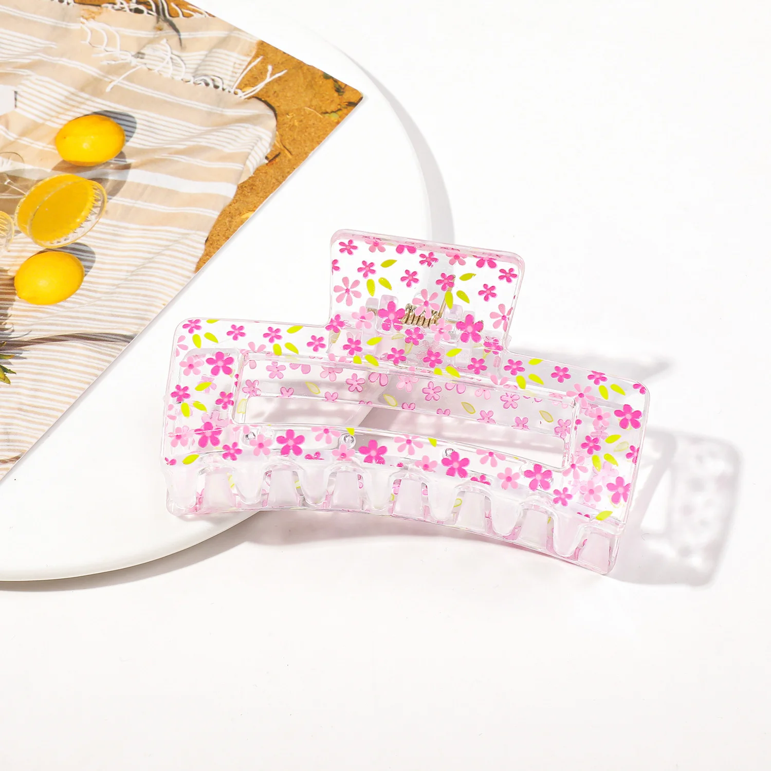 New Korean Women Print Flower Hair Claw Crab Halloween Hairpin Plastic Hair Clip Clamps Large Size Hair Accessories Barrettes