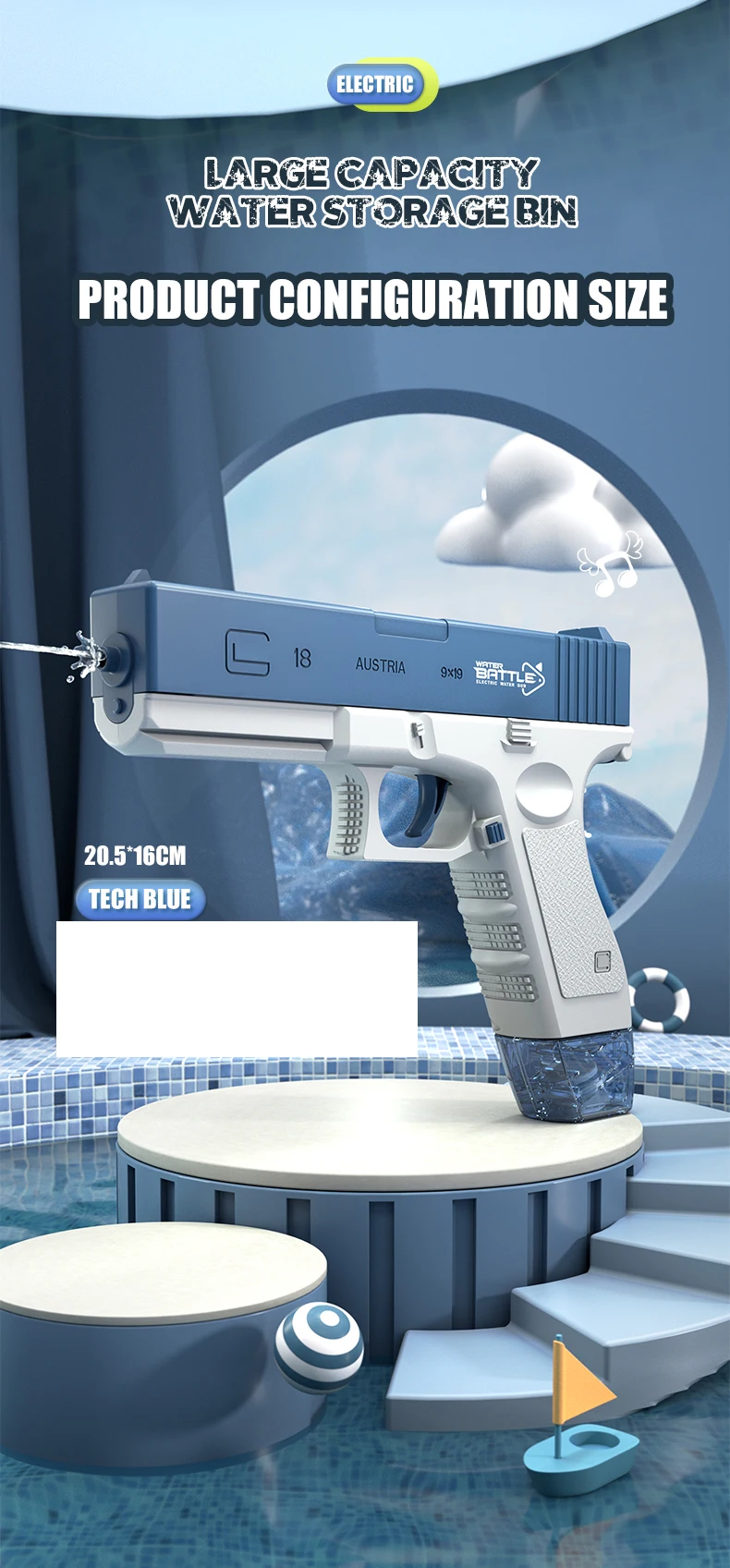New Water Gun Electric M416 Pistol Shooting Toy Full Automatic Summer Beach Outdoor Fun Toy For Children Boys Girls Adults Gift