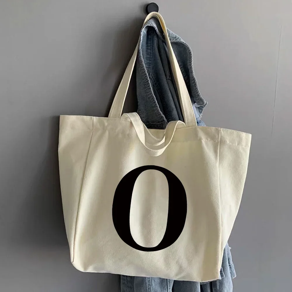 Canvas Shopping Bags Large Capacity Conventional Tote Bag Eco Two Straps Organizer Fashion Letter Printed Women Shoulder Handbag