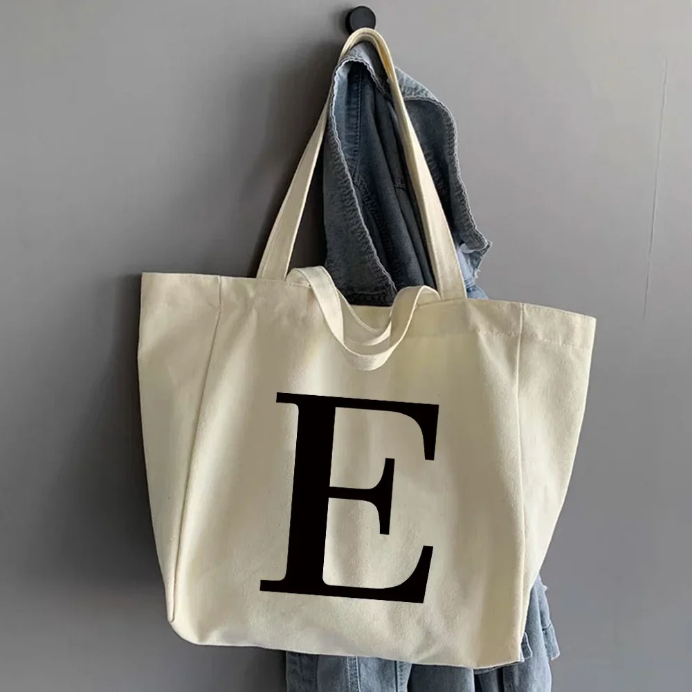 Canvas Shopping Bags Large Capacity Conventional Tote Bag Eco Two Straps Organizer Fashion Letter Printed Women Shoulder Handbag