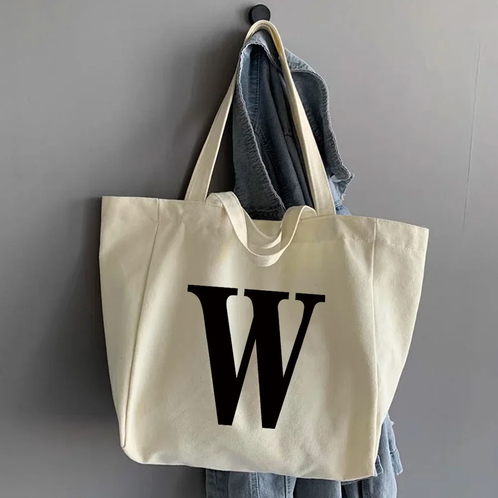 Canvas Shopping Bags Large Capacity Conventional Tote Bag Eco Two Straps Organizer Fashion Letter Printed Women Shoulder Handbag