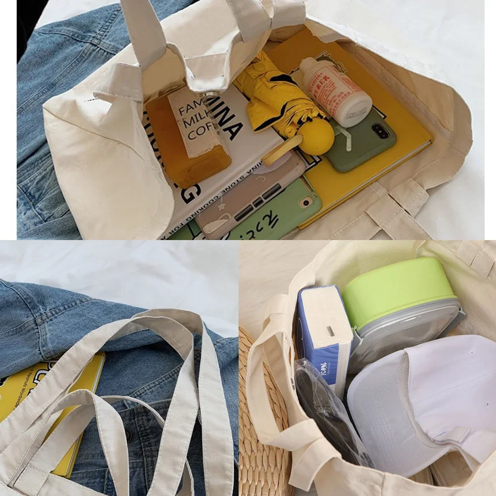 Canvas Shopping Bags Large Capacity Conventional Tote Bag Eco Two Straps Organizer Fashion Letter Printed Women Shoulder Handbag