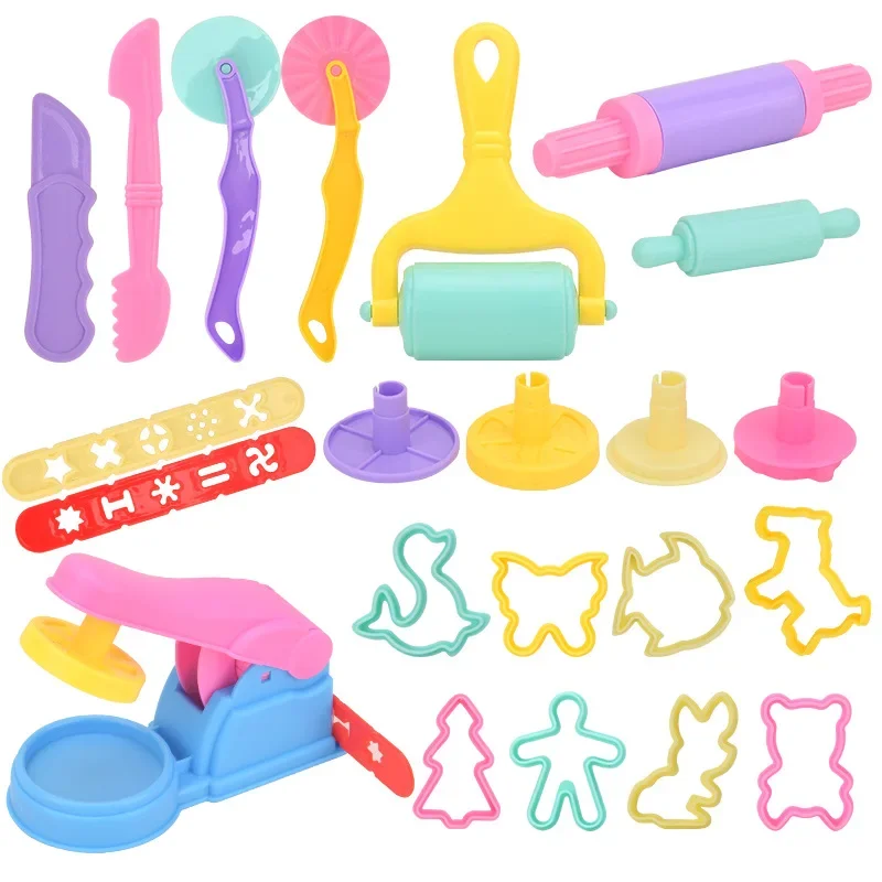 Dough Play Tools for Kids Dough Accessories Molds Dinosaur Fruit Roller Cutter Scissor Playdough Clay Mold Children DIY Toys