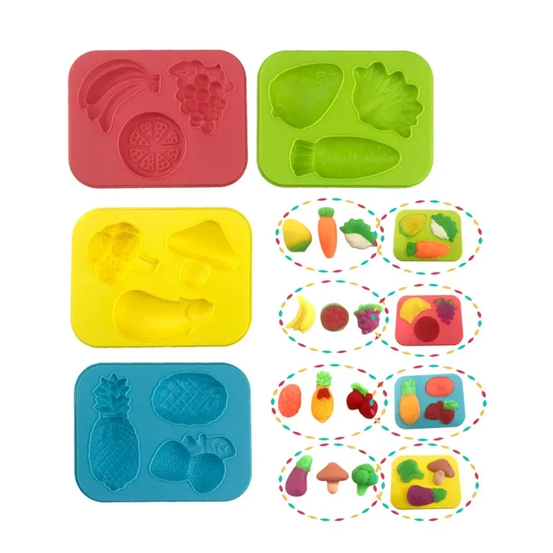 Dough Play Tools for Kids Dough Accessories Molds Dinosaur Fruit Roller Cutter Scissor Playdough Clay Mold Children DIY Toys