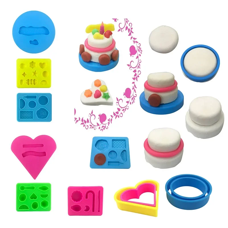 Dough Play Tools for Kids Dough Accessories Molds Dinosaur Fruit Roller Cutter Scissor Playdough Clay Mold Children DIY Toys