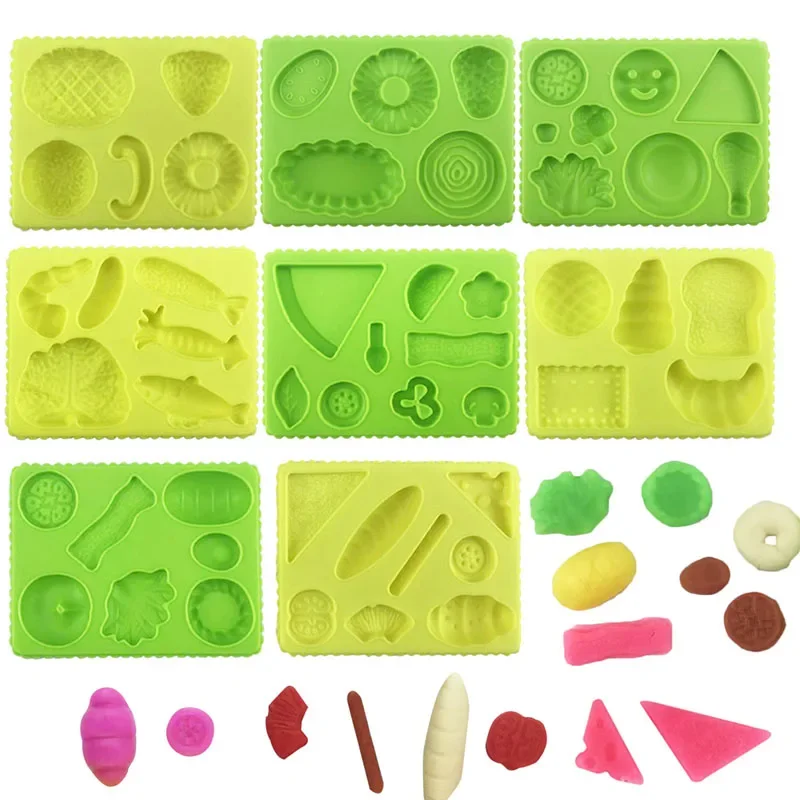 Dough Play Tools for Kids Dough Accessories Molds Dinosaur Fruit Roller Cutter Scissor Playdough Clay Mold Children DIY Toys