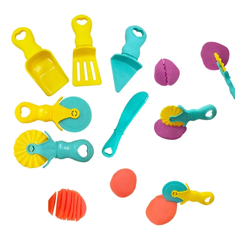 Dough Play Tools for Kids Dough Accessories Molds Dinosaur Fruit Roller Cutter Scissor Playdough Clay Mold Children DIY Toys