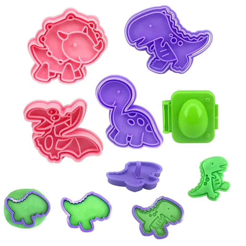 Dough Play Tools for Kids Dough Accessories Molds Dinosaur Fruit Roller Cutter Scissor Playdough Clay Mold Children DIY Toys
