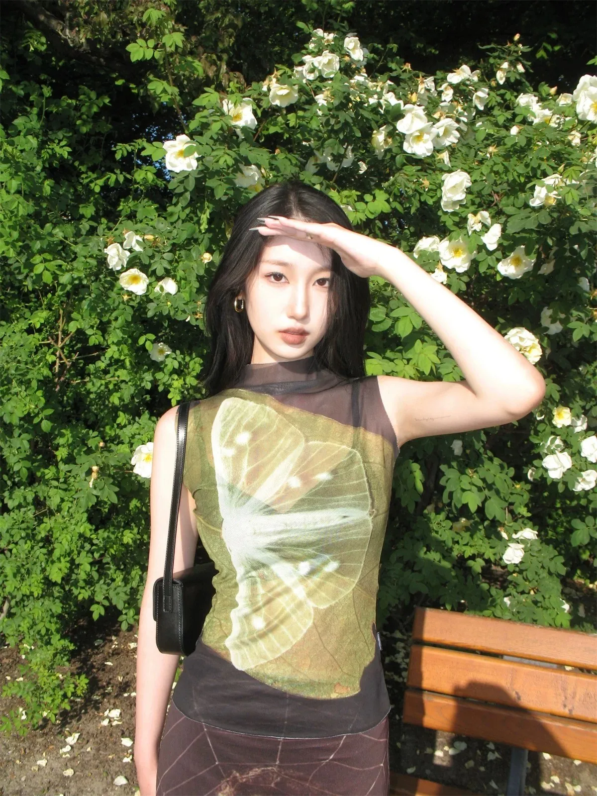 Genayooa Y2k Mesh Tops Sleeveless Tshirts Patchwork Tank Tops Korean Fashion Grunge Aesthetics See Through Summer Tops Tanks