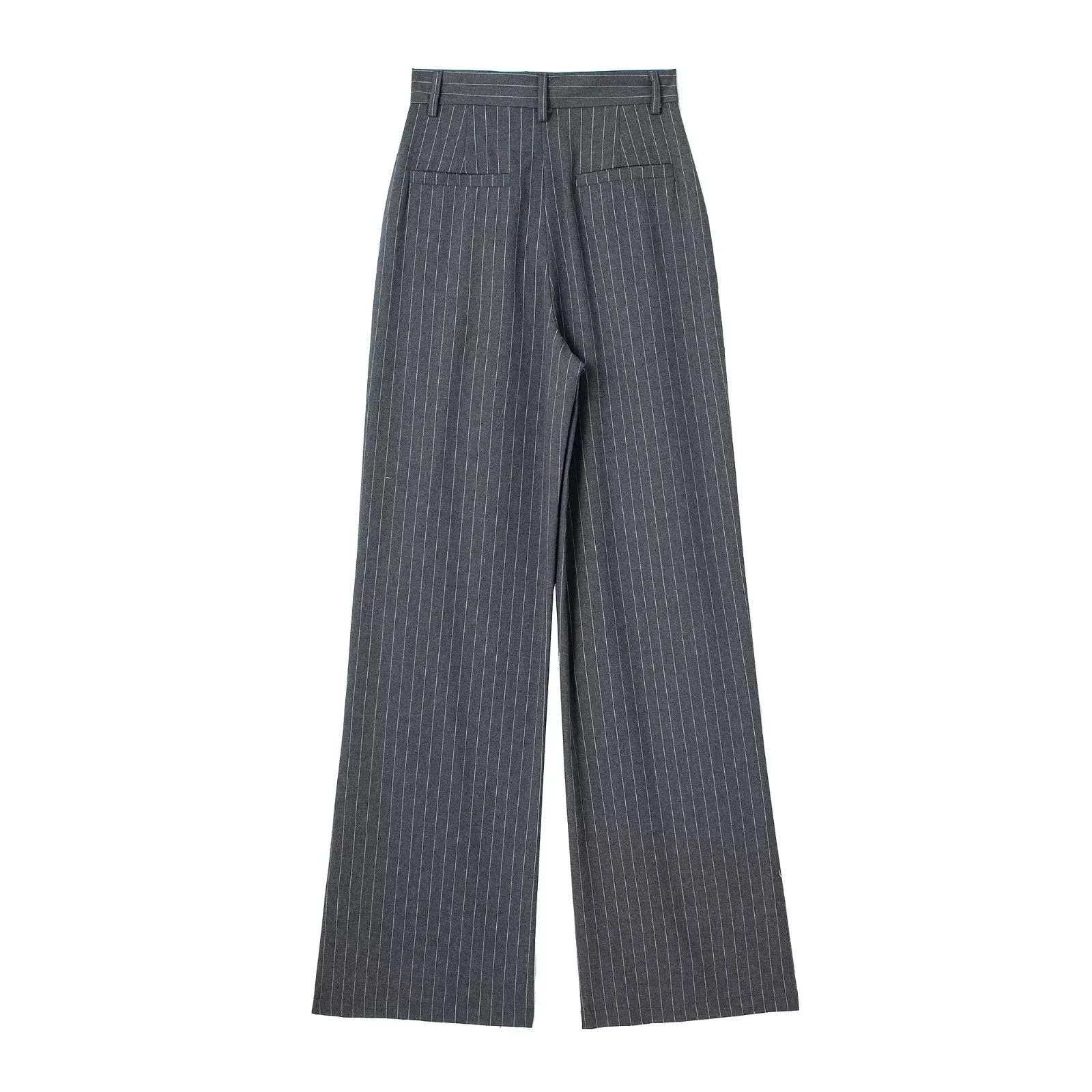 HXAO Women's Formal Pants Office Wear Women Striped Grey Black Pants Woman High Waist Baggy Suit Pants Casual Wide Leg Trousers