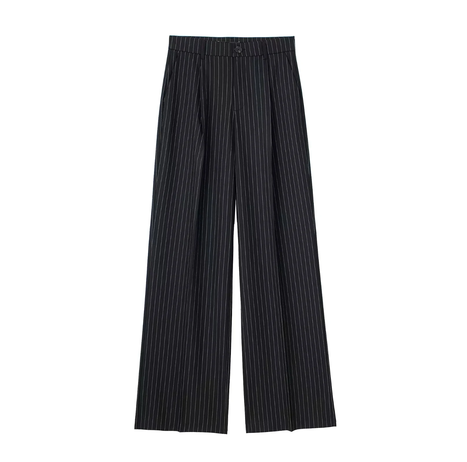 HXAO Women's Formal Pants Office Wear Women Striped Grey Black Pants Woman High Waist Baggy Suit Pants Casual Wide Leg Trousers