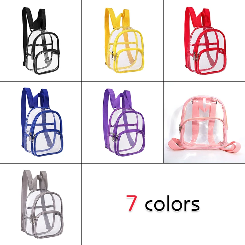 Pvc Transparent Bag Clear Travel Backpack Shoulder Bag Strap Book Sports Field Approved Waterproof Mini Travel Schoolbag for Kid