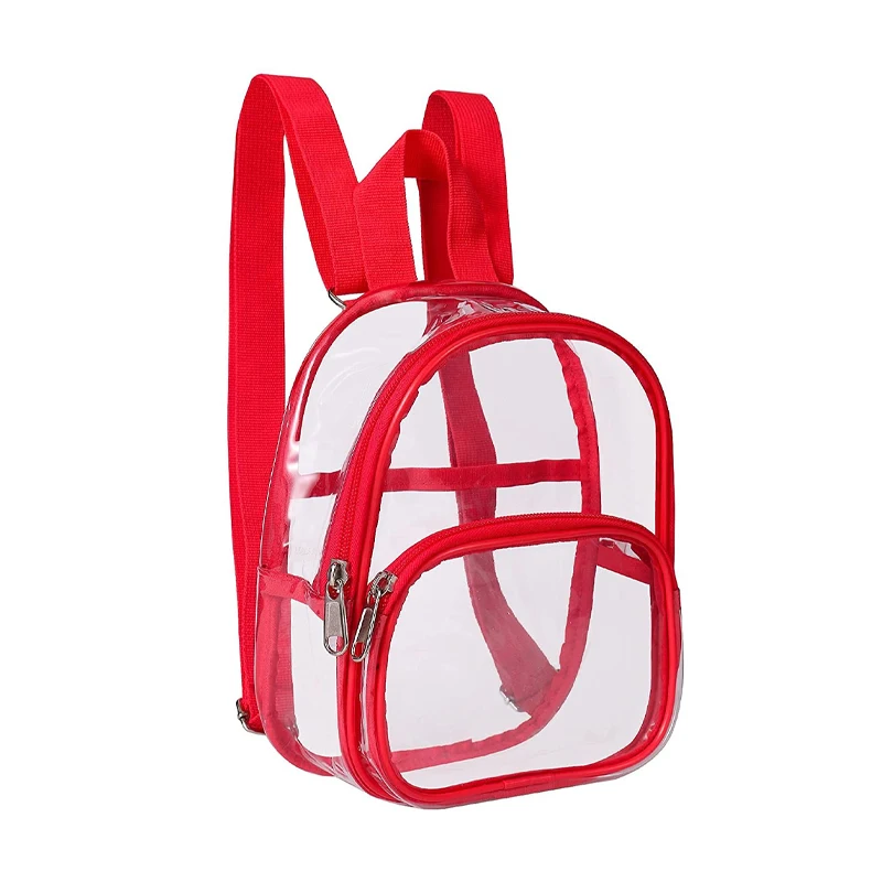 Pvc Transparent Bag Clear Travel Backpack Shoulder Bag Strap Book Sports Field Approved Waterproof Mini Travel Schoolbag for Kid
