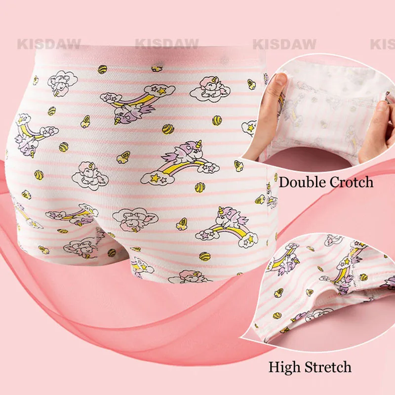 Multipack Cotton Girl Boxer Brief Cute Rainbow Pattern Dot Girls Panties Breathable Soft Children Underwear For 3-14 Years Old