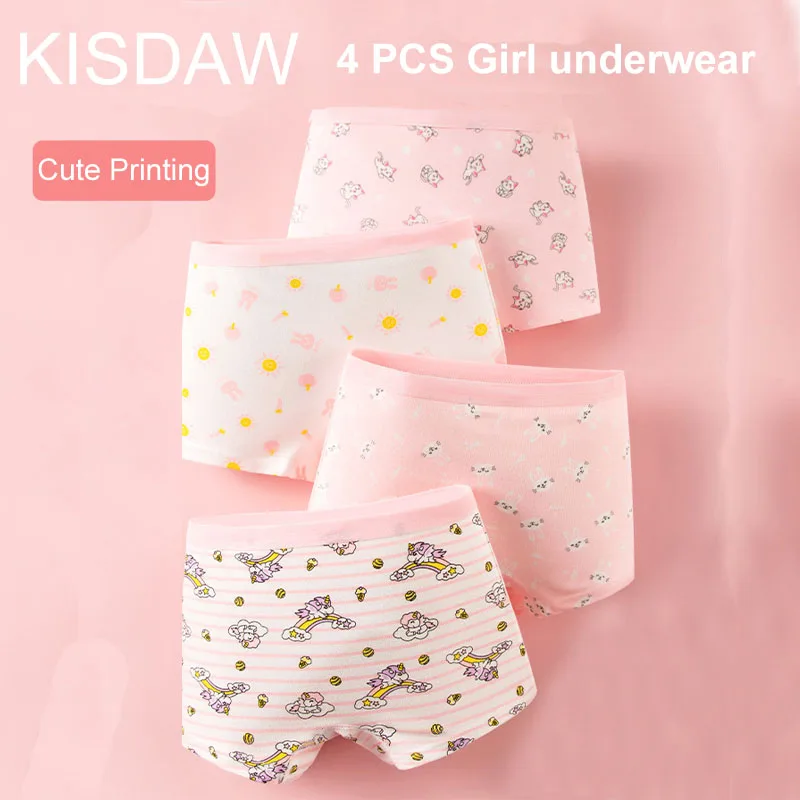 Multipack Cotton Girl Boxer Brief Cute Rainbow Pattern Dot Girls Panties Breathable Soft Children Underwear For 3-14 Years Old