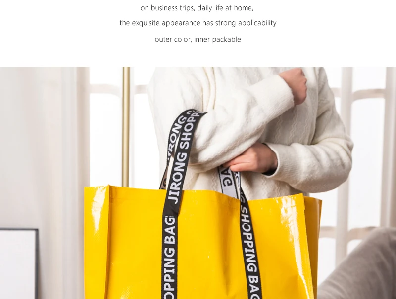 Newest Color PP Woven Shopping Bag Foldable Reusable Tote Folding Pouch Travel Non-woven Bathroom Storage Bag
