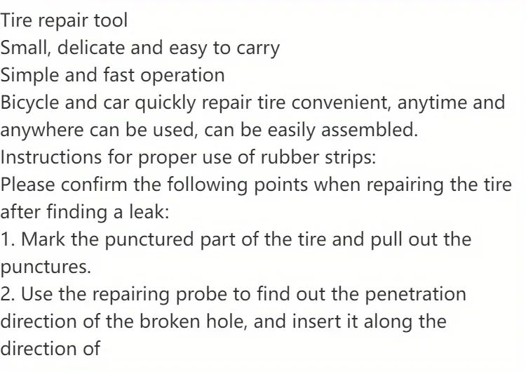 Tire repair magic. Quick tire repairCar tire repair tool, motorcycle tubeless wheel tire repair kit, puncture plug, garage tool