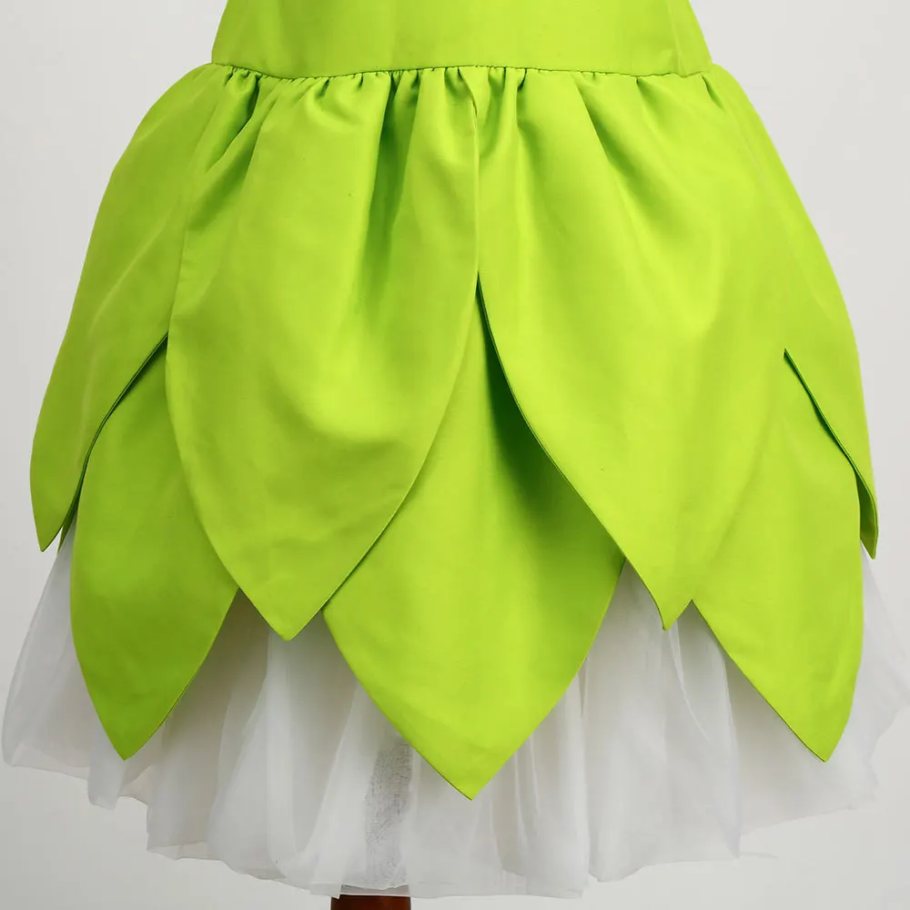 2024 Baby Girls Fairy Miss Tinker Dress Suspenders Frock Elves Cosplay Halloween Costume Child Pixie Elf Carnival Clothing Robes