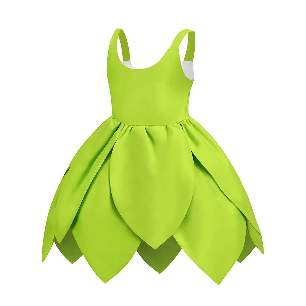 2024 Baby Girls Fairy Miss Tinker Dress Suspenders Frock Elves Cosplay Halloween Costume Child Pixie Elf Carnival Clothing Robes