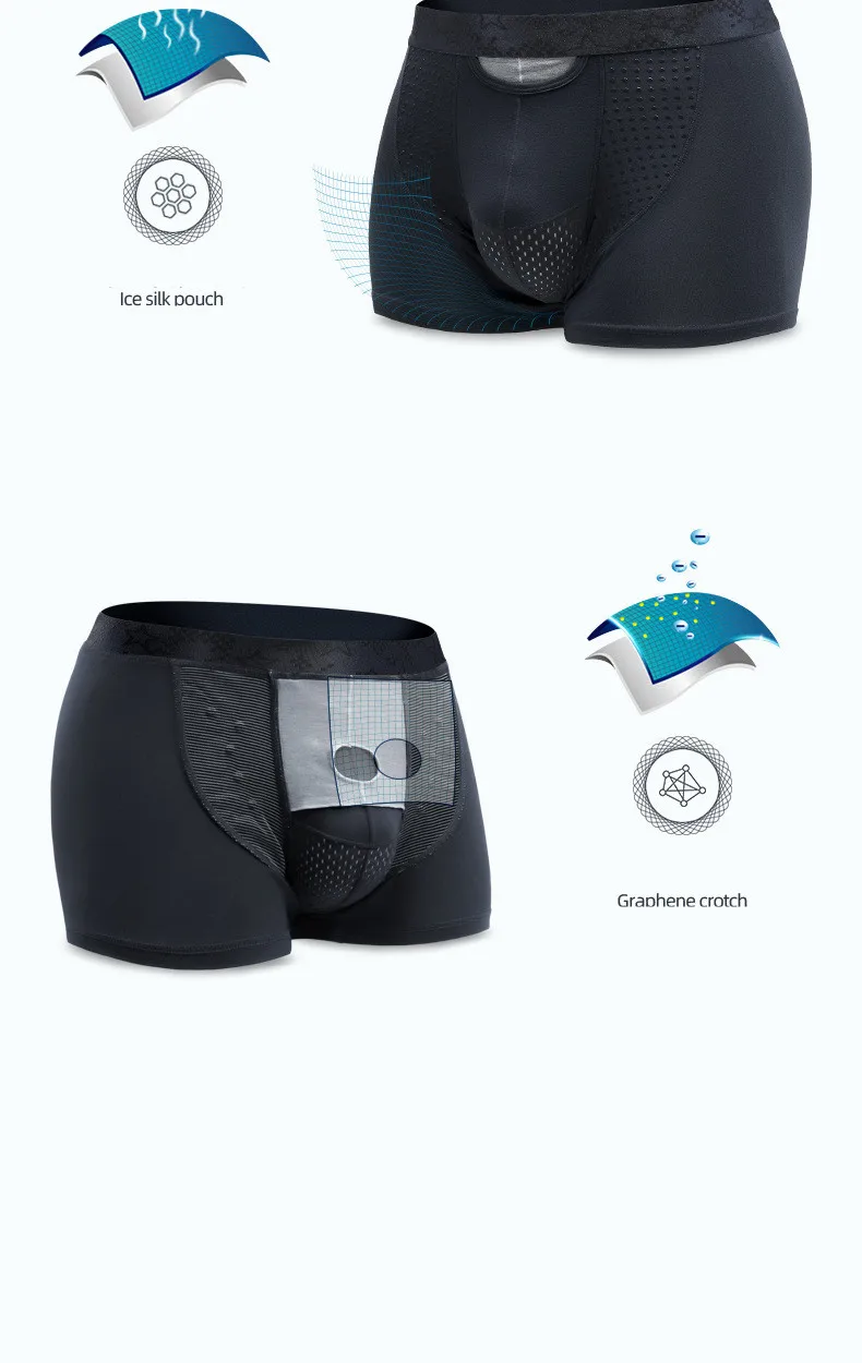 Men's Boxers Shorts Push Up Underwear Modal Pantie Man Breathable Magnetic Ice Silk Bullet Separation Pouch Underpants Cueca