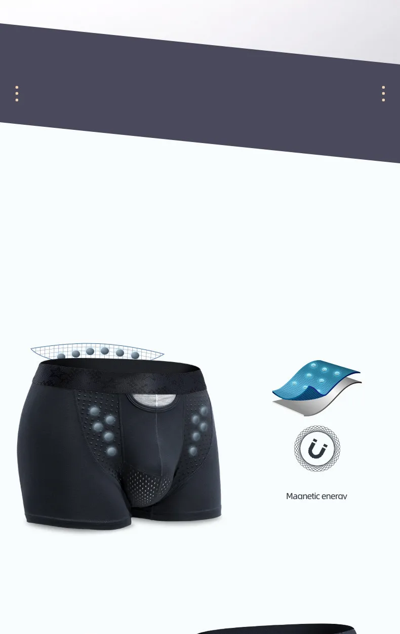 Men's Boxers Shorts Push Up Underwear Modal Pantie Man Breathable Magnetic Ice Silk Bullet Separation Pouch Underpants Cueca