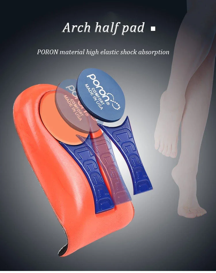 Plantar Fascitis Half Insoles for Feet Shock Absorption Elasticity Running Arch Support Orthopedic Heel Pad Sneakers Shoe Insert